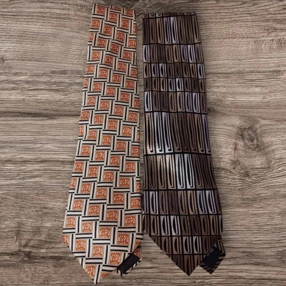 Pronto-uomo & Lanvin set of 2 ties abstract design silk necktie ties - Picture 2 of 7